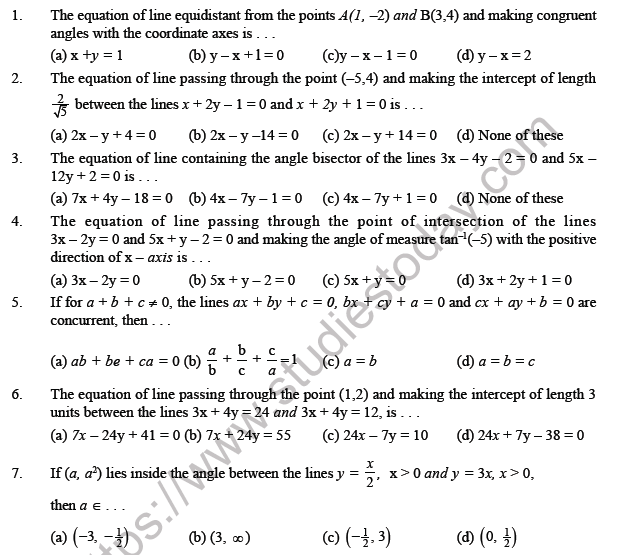 JEE Mathematics Theory Of Equations MCQs Set A, Multiple Choice Questions